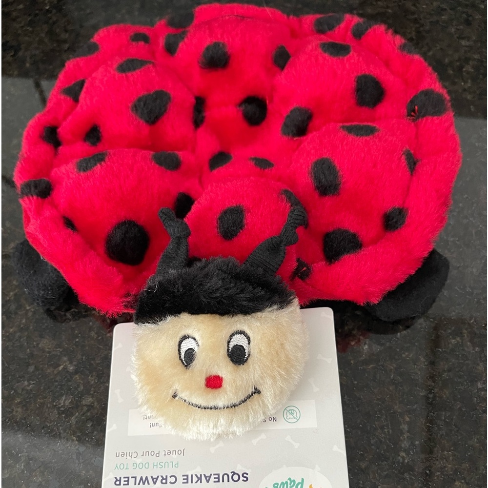 NEW Dog Toy Zippy Paws Ladybug Flat Z-Stitch Durable No Stuffing with Squeakers